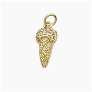 Copper Ice Cream Pendant Pave Zirconia Gold Plated, approx 8-14mm