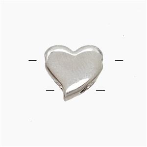 Copper Heart Beads 2holes Platinum Plated, approx 11mm