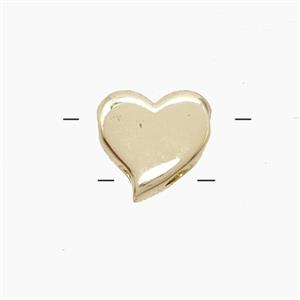 Copper Heart Beads 2holes Gold Plated, approx 11mm