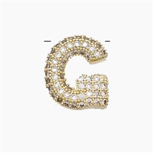 Copper Letter-G Pendant Pave Zirconia Gold Plated, approx 10-13mm