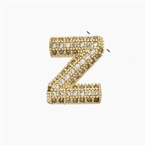 Copper Letter-Z Pendant Pave Zirconia Gold Plated, approx 10-13mm