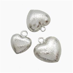 Copper Heart Pendant Brushed Platinum Plated, approx 20mm