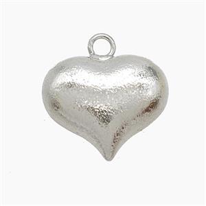Copper Heart Pendant Brushed Platinum Plated, approx 18mm