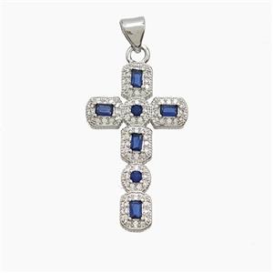 Copper Cross Pendant Pave Zirconia Crystal Glass Platinum Plated, approx 17-28mm