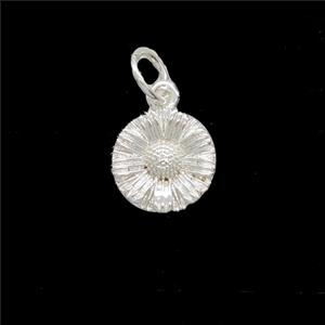 Copper Sunflower Pendant Shiny Silver, approx 8.5mm