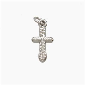 Copper Cross Pendant Platinum Plated, approx 7-11mm