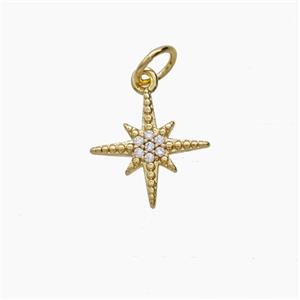 Copper Pendant Pave zircon, Gold Plated, approx 11.5mm