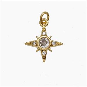 Copper Pendant Pave zircon, Gold Plated, approx 12mm