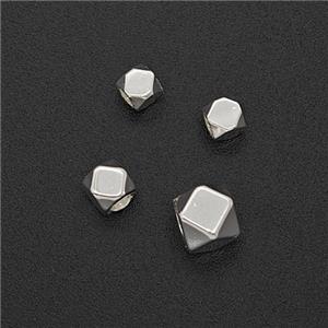 Copper Polyhedron Beads Platinum Plated, approx 4mm