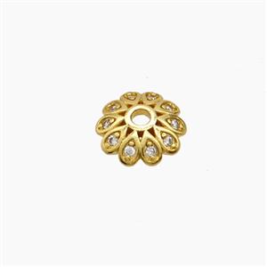 Copper Beadcaps Pave Zirconia Gold Plated, approx 10mm