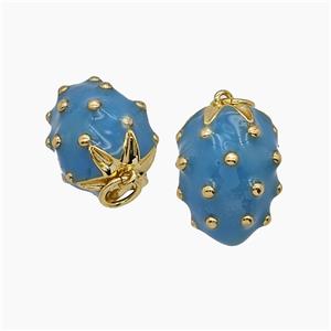 Enamel Copper Pendant, Gold Plated, approx 11-16mm