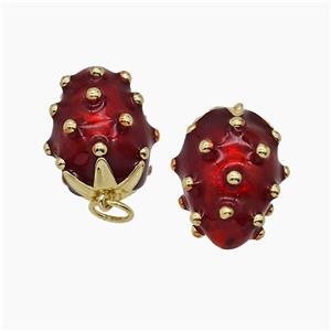 Enamel Copper Pendant, Gold Plated, approx 11-16mm