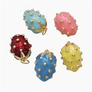 Enamel Copper Pendant, Gold Plated, approx 11-16mm