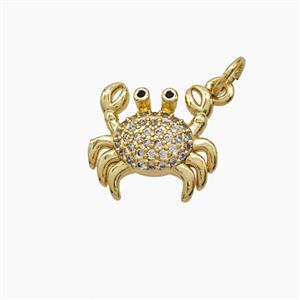 Copper Crab Pendant Pave Zirconia 18K Gold Plated, approx 13-14mm