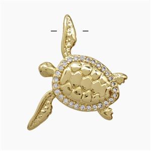 Copper Tortoise Pendant Pave Zirconia 18K Gold Plated, approx 16-22mm