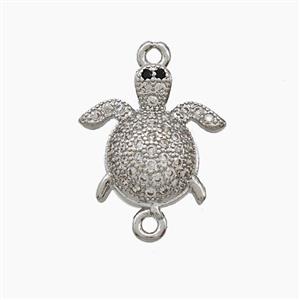 Copper Tortoise Connector Pave Zirconia Platinum Plated, approx 15mm