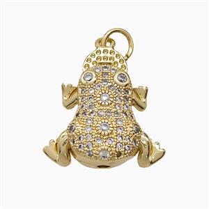 Copper Toad Pendant Pave Zirconia Frog 18K Gold Plated, approx 17mm
