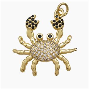 Copper Crab Pendant Pave Zirconia 18K Gold Plated, approx 21-22mm
