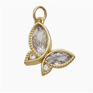 Copper Pendant Pave Zircon, Gold Plated, approx 10-16mm