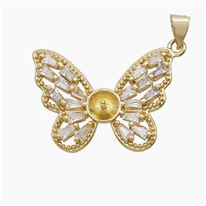 Copper Pendant Pave Zircon, Gold Plated, approx 20-25mm