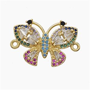 Copper Butterfly Connector Pave Zirconia 18K Gold Plated, approx 15-21mm