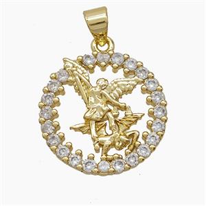 Copper Fairy Pendant Pave Zirconia 18K Gold Plated, approx 20mm