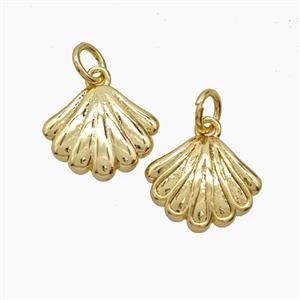 Copper Scallop Shell Pendant 18K Gold Plated, approx 13mm