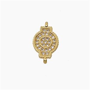 Copper Watch Connector Pave Zirconia 18K Gold Plated, approx 8.5-11mm