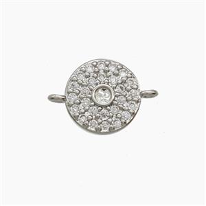 Copper Circle Connector Pave Zirconia Platinum Plated, approx 10mm