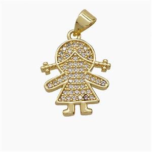 Copper Pendant Pave Zircon, Gold Plated, approx 15-16mm