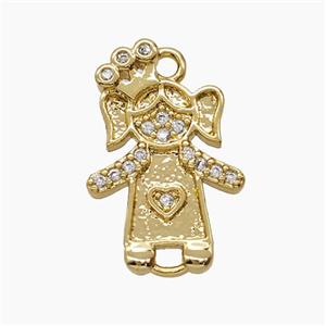Copper Pendant Pave Zircon, Gold Plated, approx 11-18mm