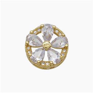 Copper Pendant Pave Zircon, Gold Plated, approx 14mm