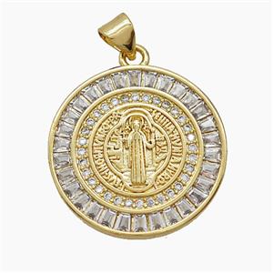 Copper Pendant Pave Zircon, Gold Plated, approx 23mm