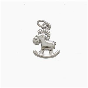 Copper Rocking Horse Charms Pendant Platinum Plated, approx 8mm