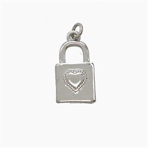 Copper Locket Pendant Heart Platinum Plated, approx 8-12.5mm