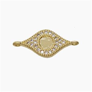 Copper Eye Connector Pave Zirconia 18K Gold Plated, approx 10-16mm