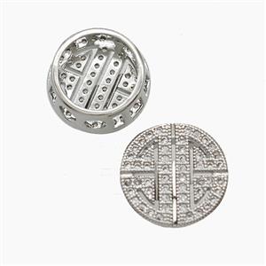 Copper Button Beads Pave Zirconia Platinum Plated, approx 13mm