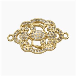 Copper Flower Connector Pave Zirconia 18K Gold Plated, approx 15-20mm