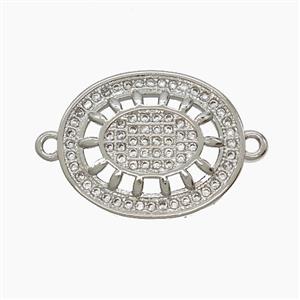 Copper Flower Connector Pave Zirconia Oval Platinum Plated, approx 15.5-19mm