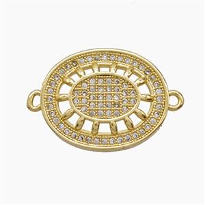 Copper Flower Connector Pave Zirconia Oval 18K Gold Plated, approx 15.5-19mm