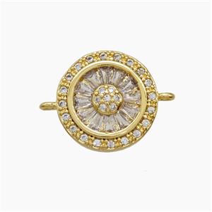 Copper Pendant Pave Zircon, Gold Plated, approx 14mm