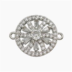 Copper Pendant Pave Zircon, Gold Plated, approx 17mm