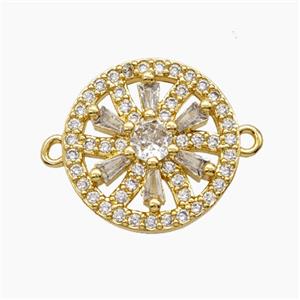 Copper Pendant Pave Zircon, Gold Plated, approx 17mm