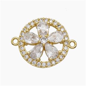 Copper Pendant Pave Zircon, Gold Plated, approx 17.5mm