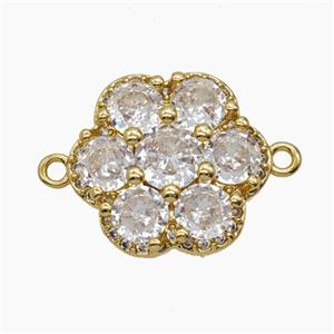 Copper Pendant Pave Zircon, Gold Plated, approx 18mm