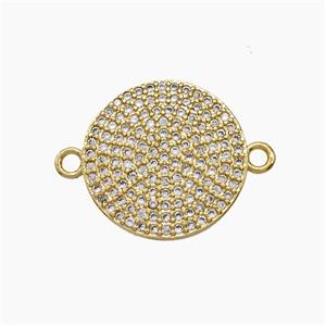 Copper Pendant Pave Zircon, Gold Plated, approx 16mm