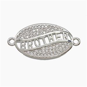 Copper BROTHER Connector Pave Zirconia Leaf Platinum Plated, approx 13-20mm