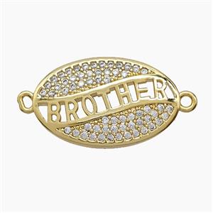 Copper BROTHER Connector Pave Zirconia Leaf 18K Gold Plated, approx 13-20mm