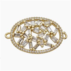 Copper Flower Connector Pave Zirconia 18K Gold Plated, approx 17.5-23mm