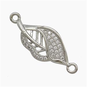 Copper Leaf Connector Pave Zirconia Platinum Plated, approx 11-22mm